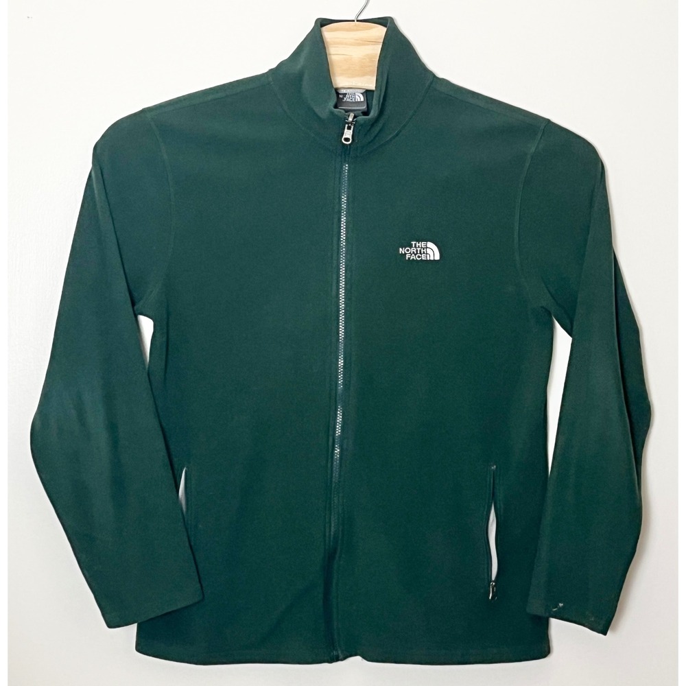 The North Face Full Zip Fleece Jacket Mens Large Forest Green TKA 100 Logo